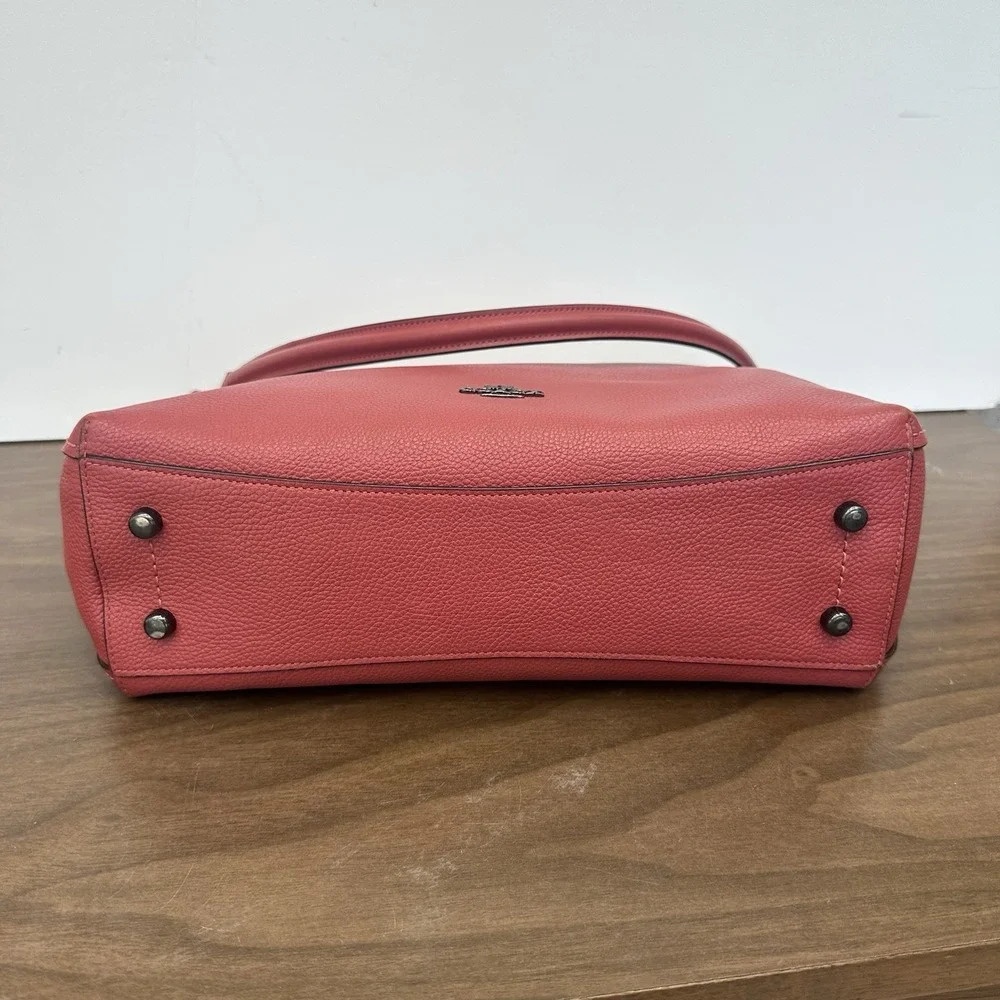 Coach 24947 Clarkson Coral Pink Pebbled Leather Magnetic Hobo Shoulder Bag Purse